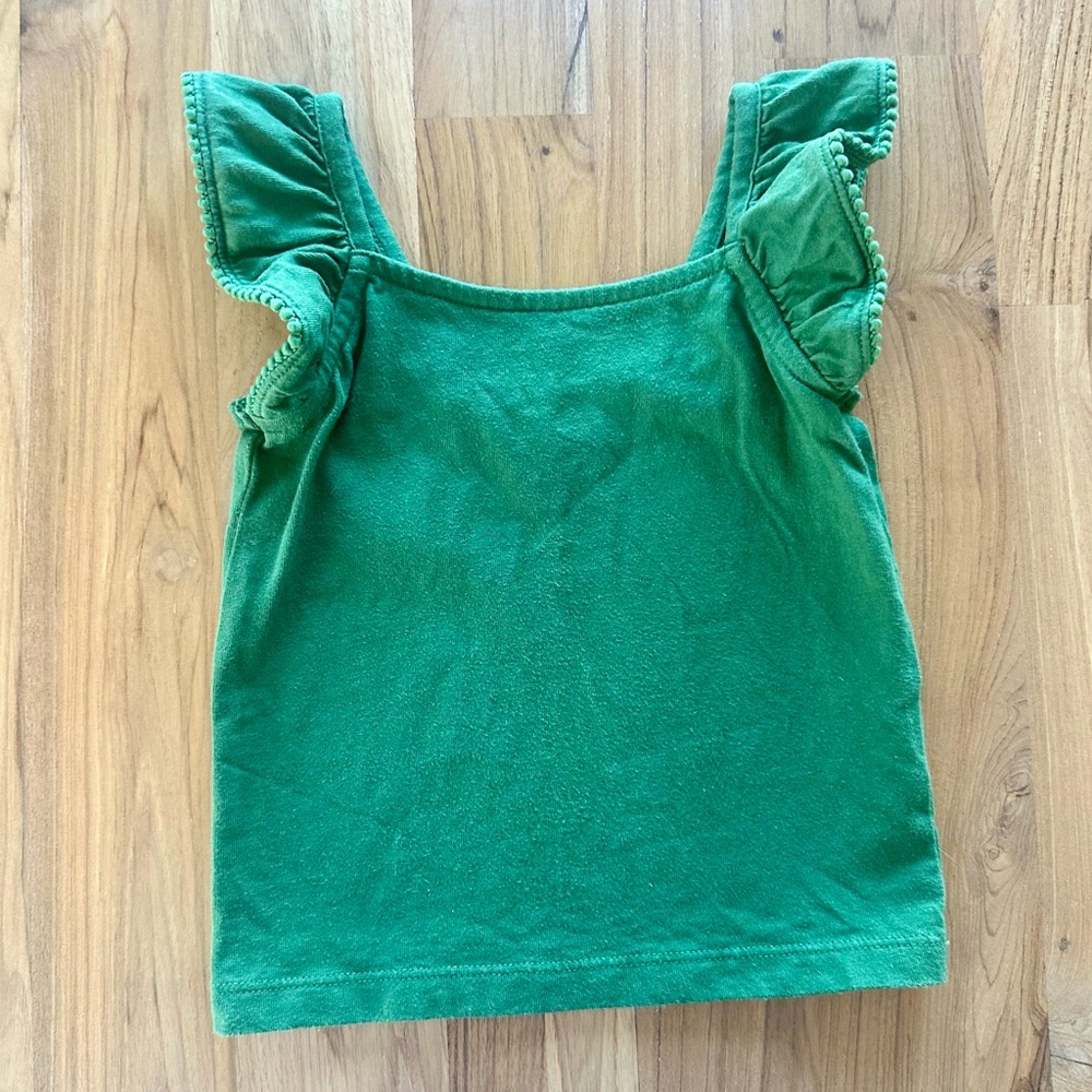 ☘️ Janie & Jack Green Kids Ruffle Sleeve Top Size 18-24 Months EUC